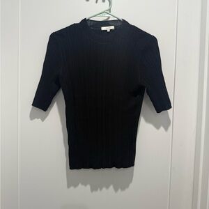 Vince Black Ribbed Knit Top